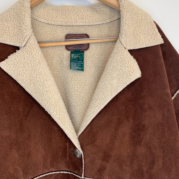 Lauren Ralph Lauren Sherpa Faux Suede Shearling Size 1X Western Country Coat - Picture 6 of 14